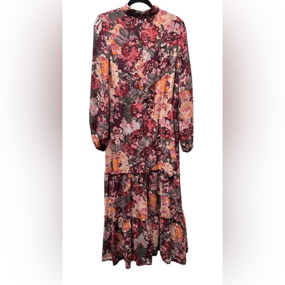 Lost + Wander Burgundy Floral Long Sleeve Dress